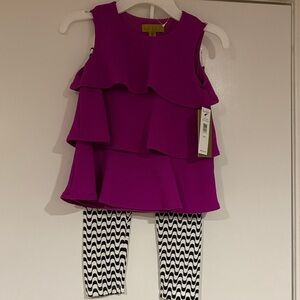 Nicole Miller Purple Top and Black & White Leggings Set